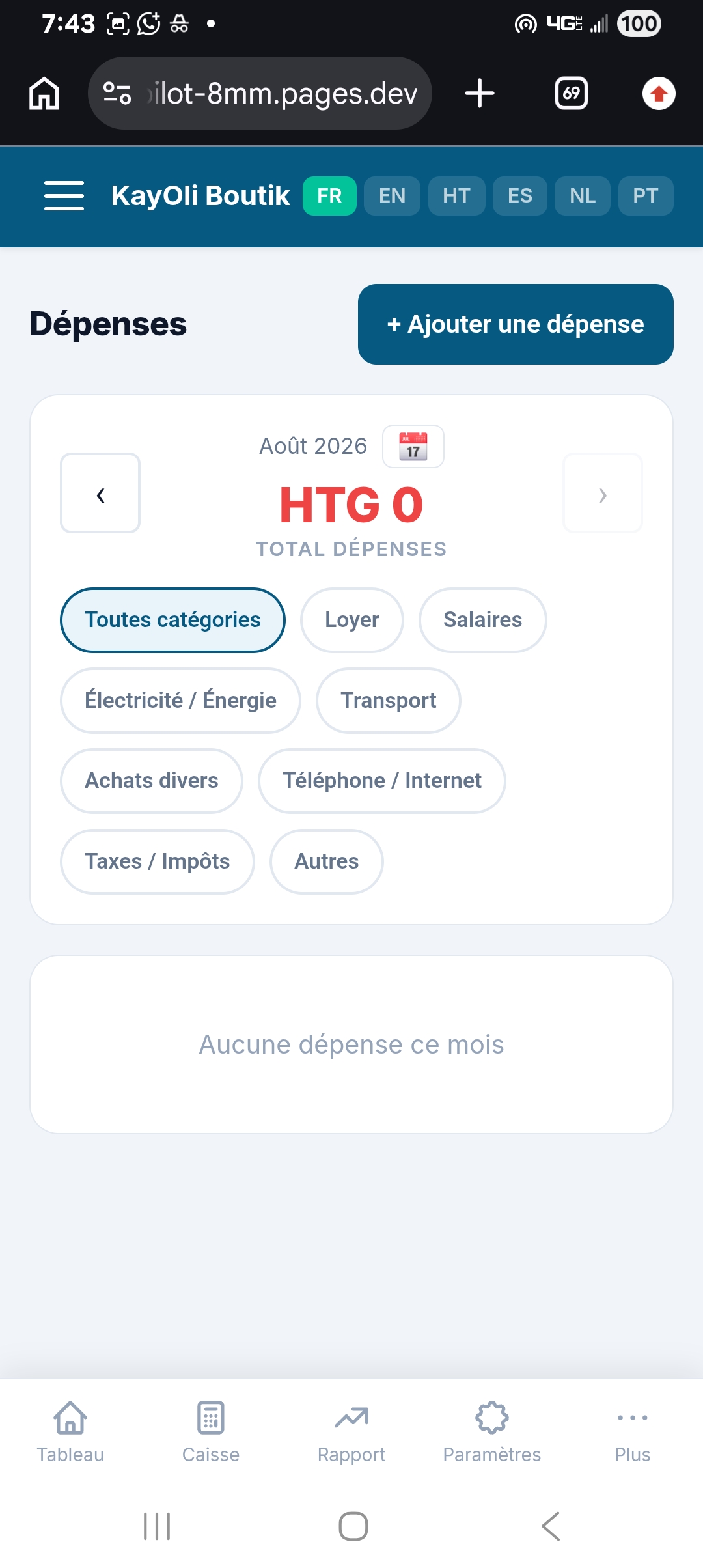 ShopPilot — Dépenses